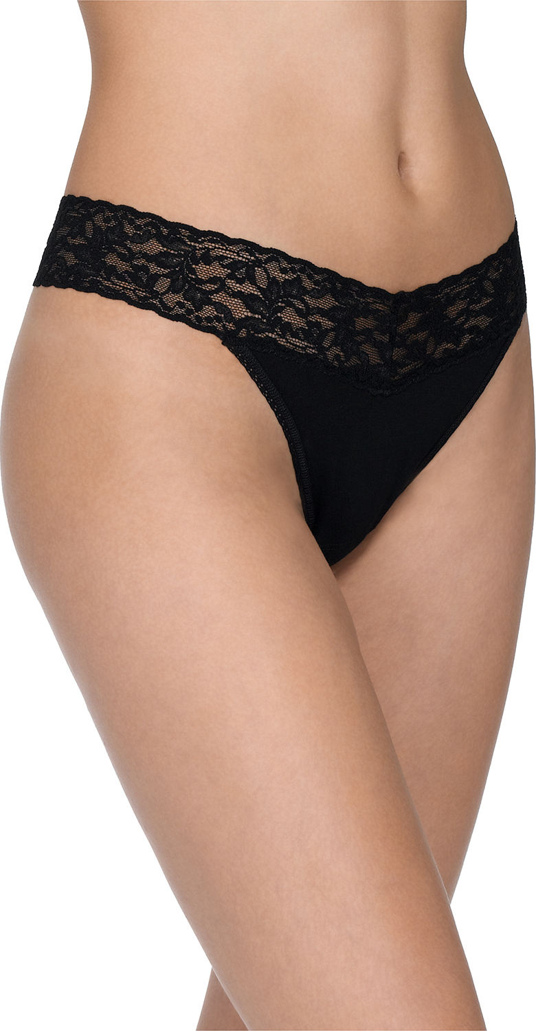 Hanky Panky Original-Rise Organic Cotton Lace-Trim Thong