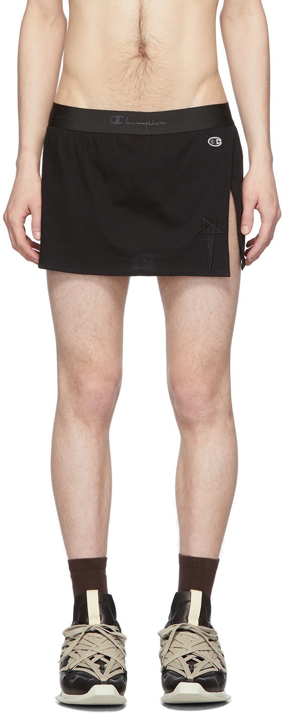 Rick Owens Black Champion Edition Cotton Shorts