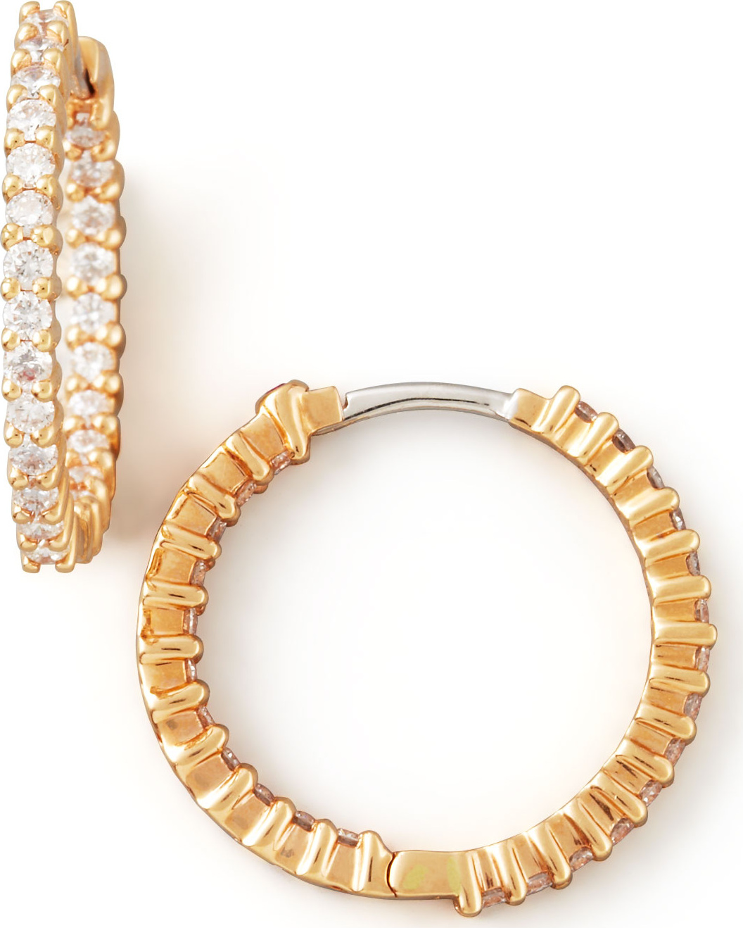 Roberto Coin 22mm Rose Gold Diamond Hoop Earrings, 1ct