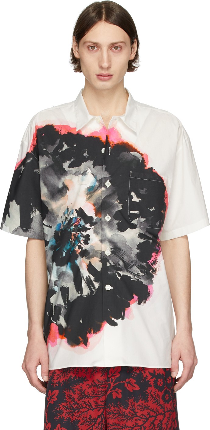 Alexander McQueen White Mix Short Sleeve Shirt Alexander McQueen White Mix Short Sleeve Shirt