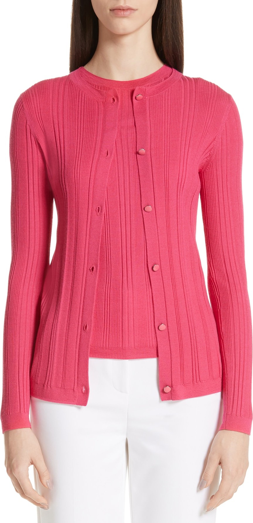 St. John Superfine Variegated Rib Knit Cardigan