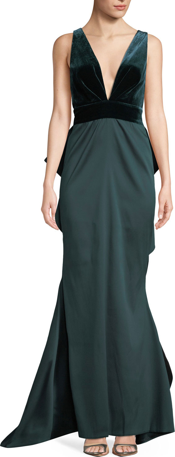 Sachin & Babi Topanga Back Bow & Ruffle Gown