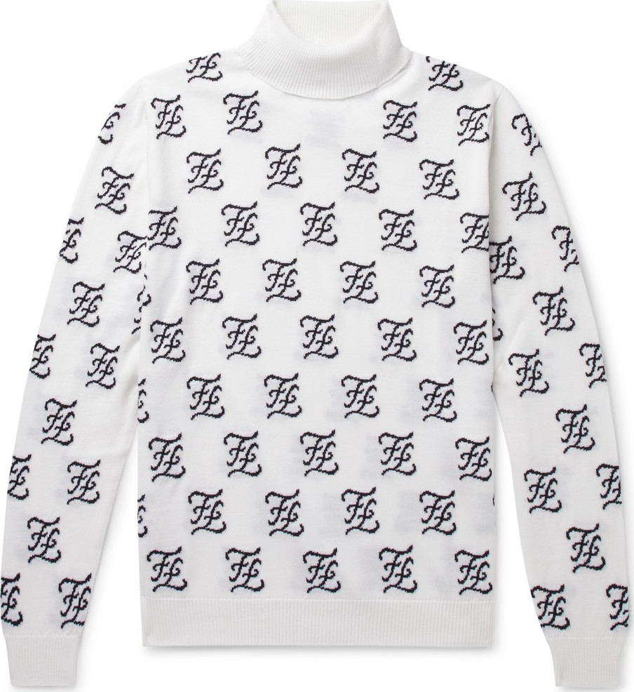 Fendi Logo-Jacquard Wool Rollneck Sweater