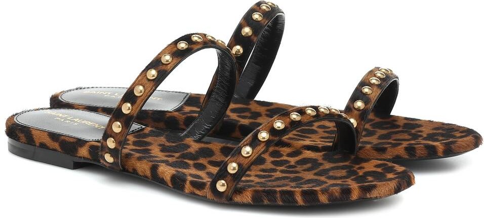 Saint Laurent Kiki leopard-print calf hair sandals