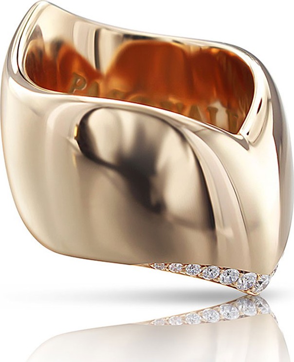 Pasquale Bruni Sensual Touch 18k Rose Gold Diamond-Trim Ring, 0.21ct