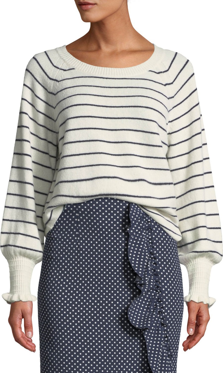 Rebecca Taylor Cozy Wool-Cotton Striped Sweater