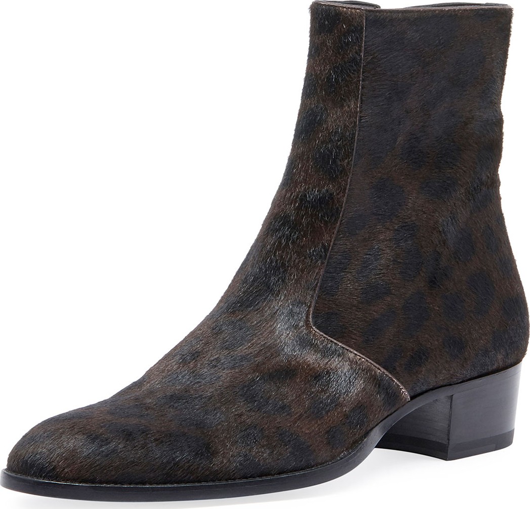 Saint Laurent Men's Wyatt 40 Calf Hair Ankle Boot
