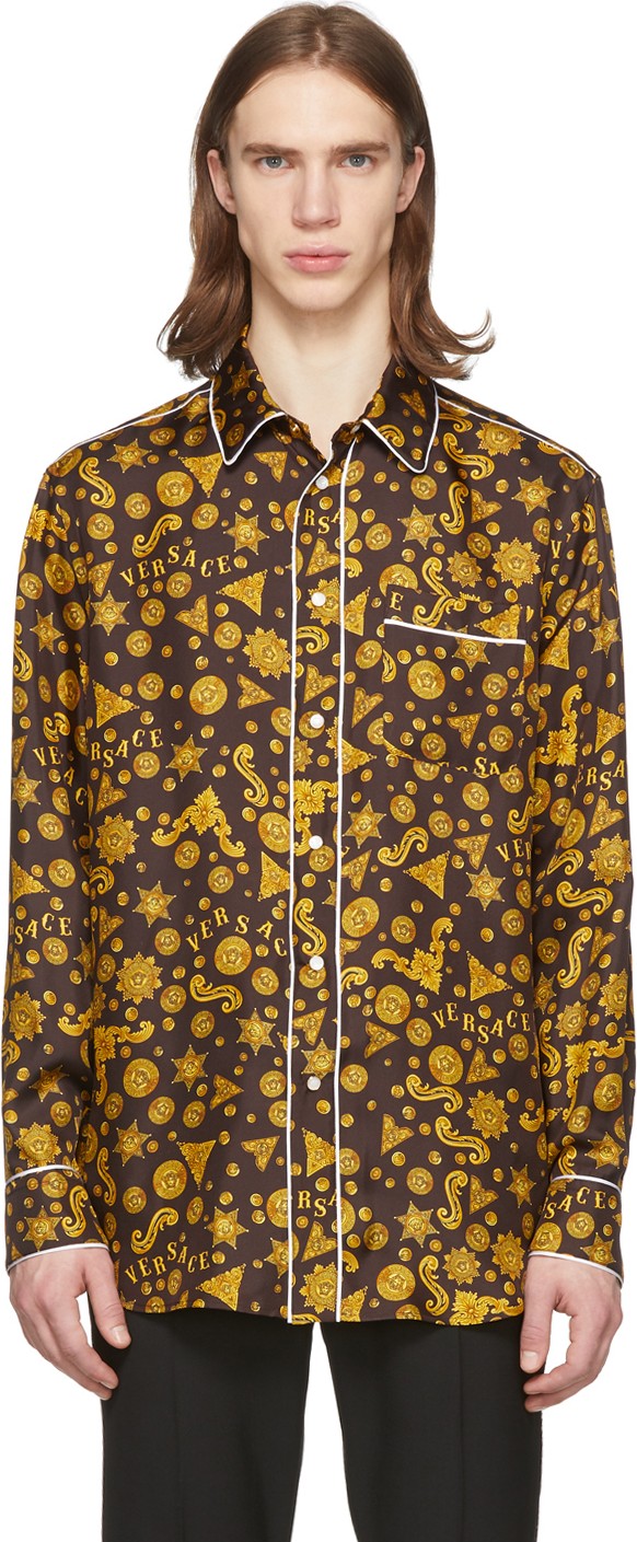 Versace Gold & Black Barocco Western Shirt