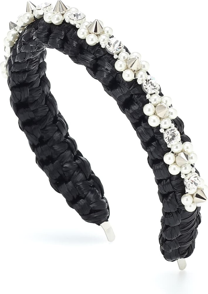 Simone Rocha Crystal-embellished raffia headband