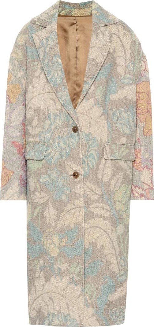 Acne Studios Floral-printed jute-blend coat