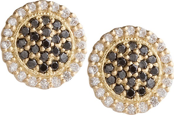 Jamie Wolf Scalloped Black & White Diamond Stud Earrings