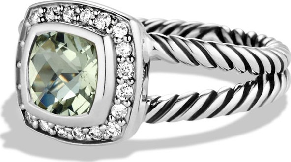 David Yurman Petite Albion Ring with Prasiolite and Diamonds