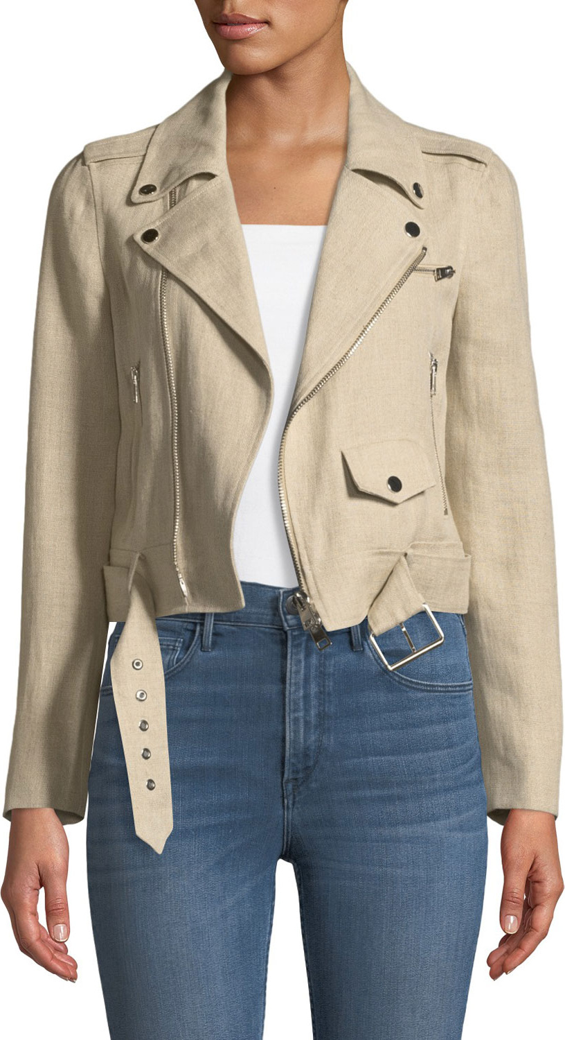 Theory Shrunken Integrate Linen Moto Jacket
