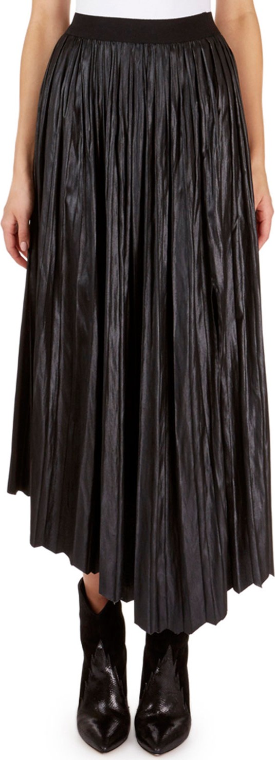 Isabel Marant Dolman Pleated Long-Liquid Asymmetric Maxi Skirt