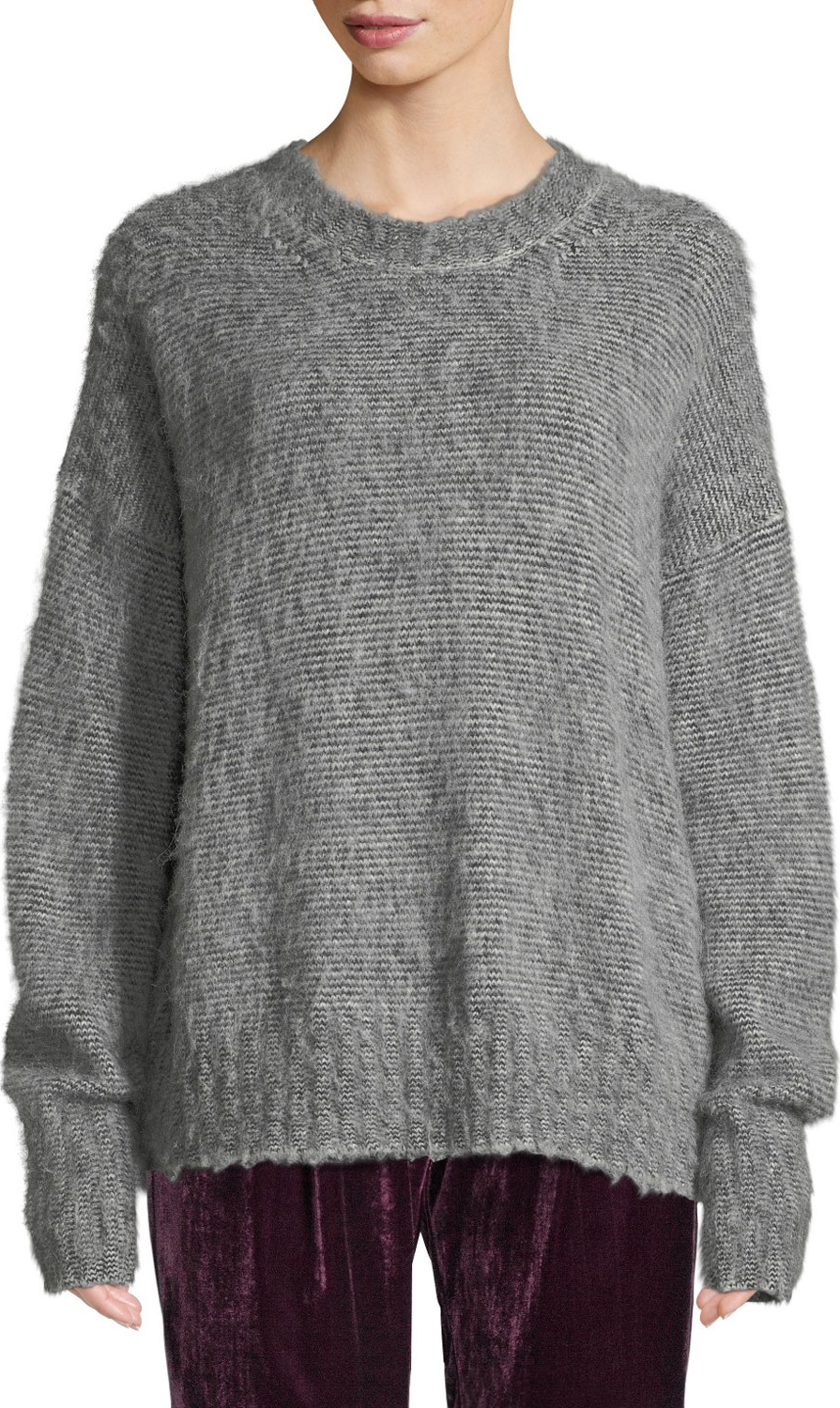 Helmut Lang Brushed Wool-Blend Crewneck Sweater
