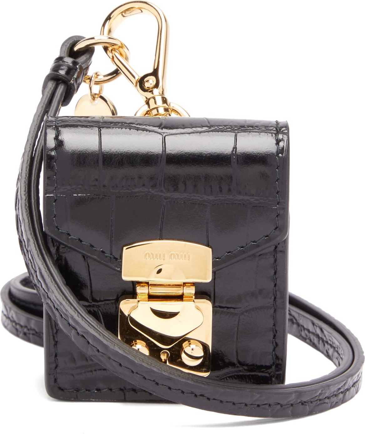 Miu Miu Crocodile-effect leather earphone case