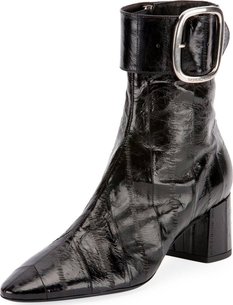 Saint Laurent Joplin Shiny Eel Buckle Booties