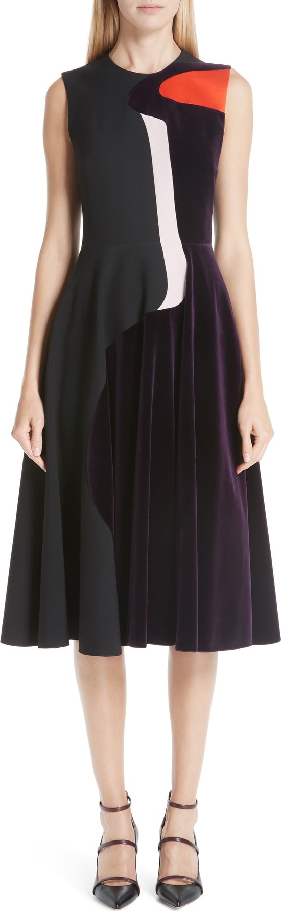 Roksanda Velvet & Cady Fit & Flare Dress