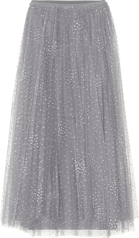 RED Valentino Embellished tulle midi skirt