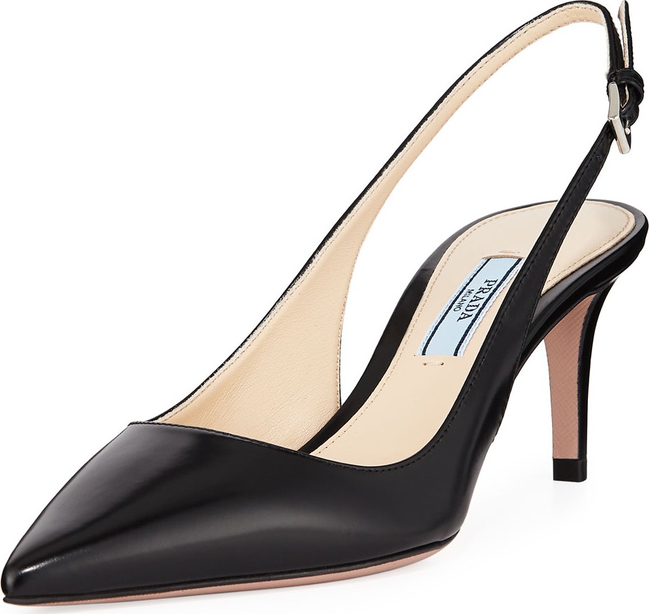 Prada Pointed Leather Slingback Pumps