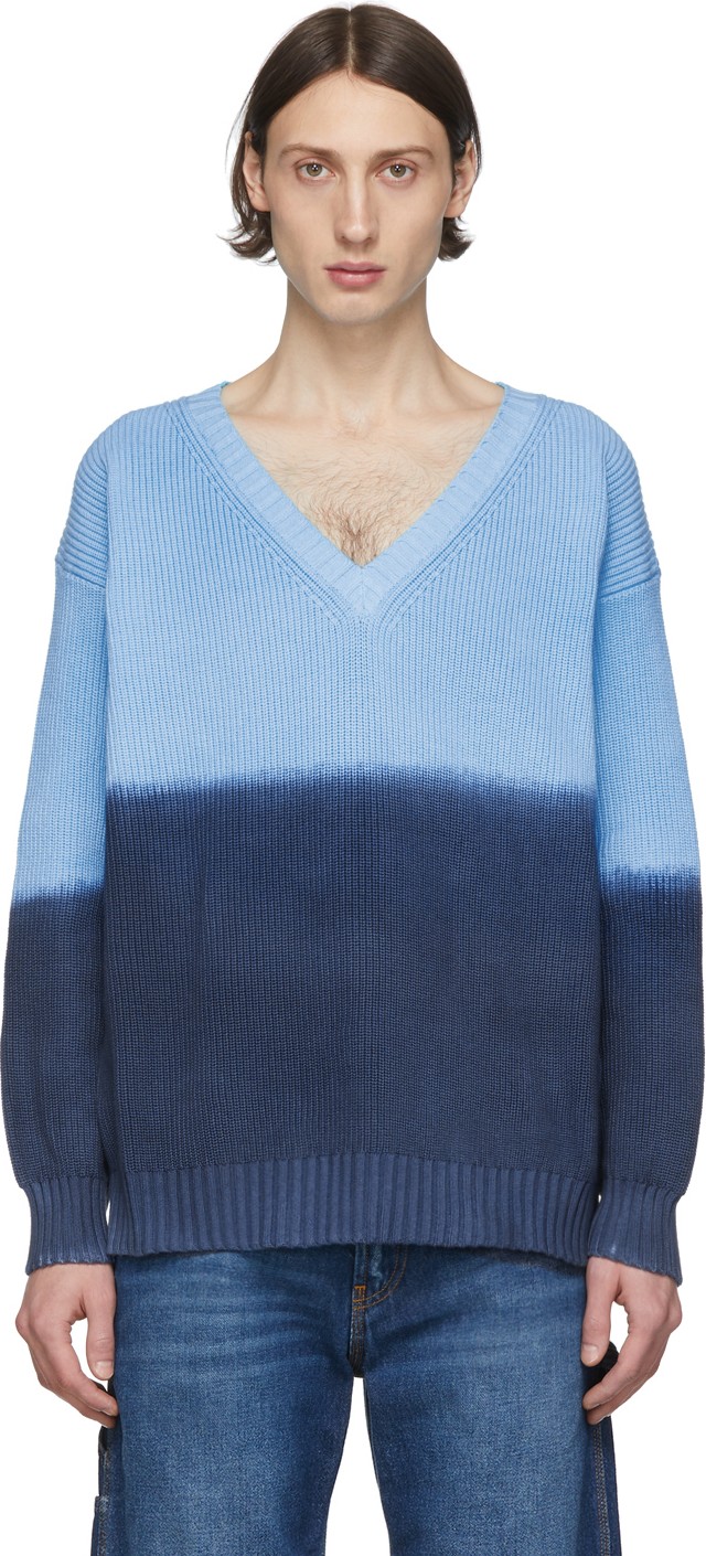 MSGM Blue V-Neck Sweater