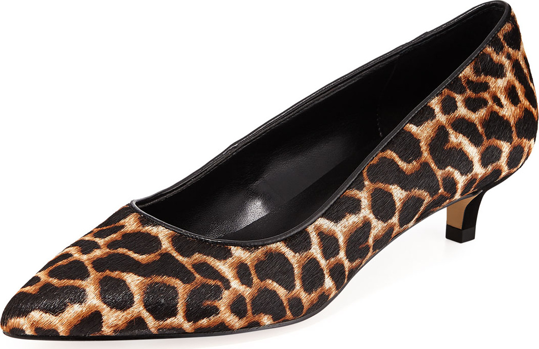 Donald J Pliner Isa Kitten-Heel Leopard Calf Hair Pumps