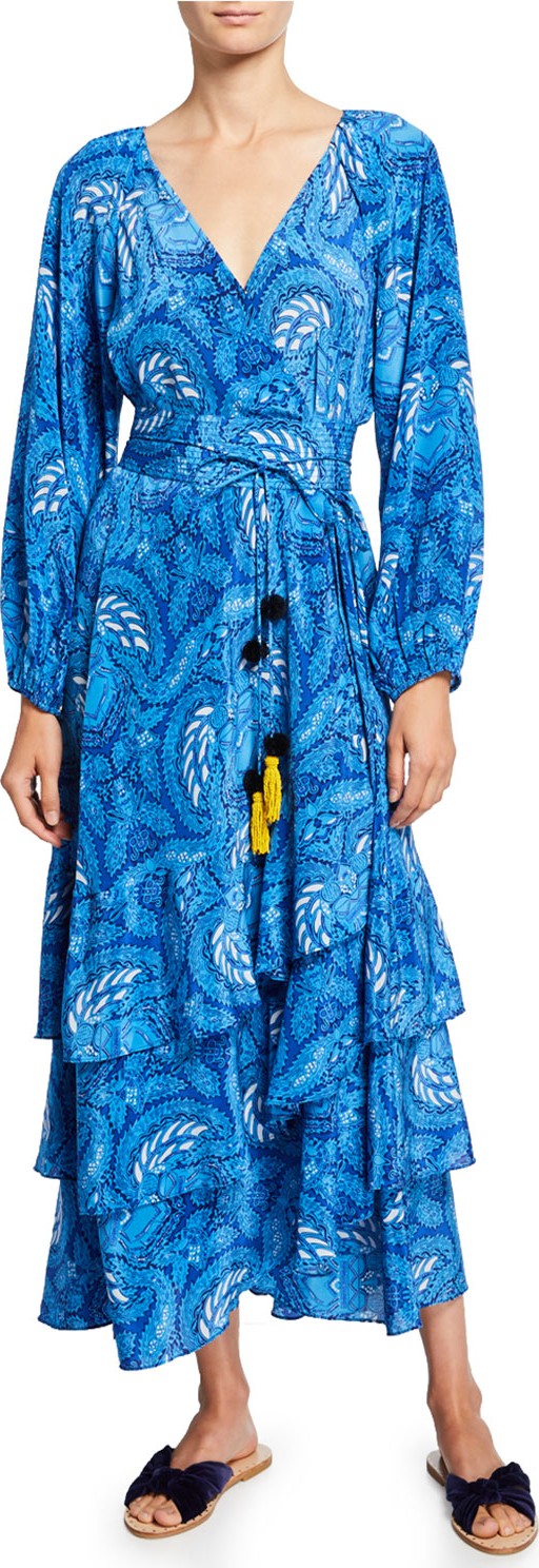 FIGUE Fredrica Tiered Paisley Print Dress