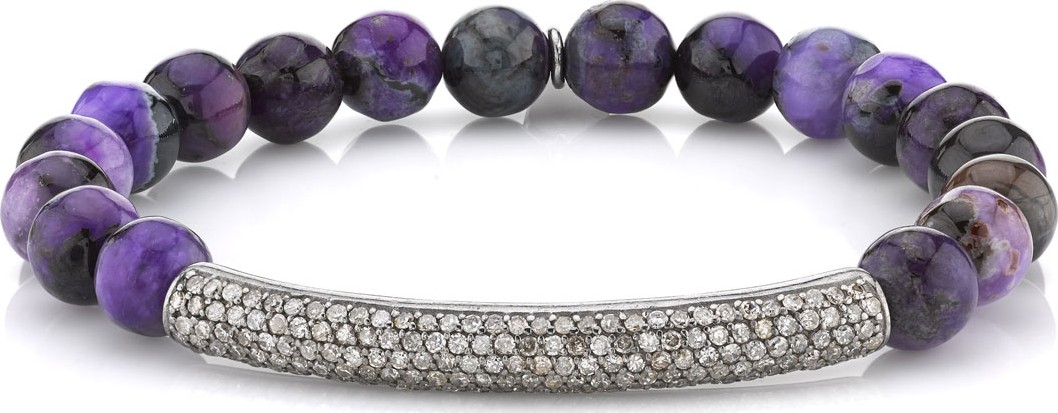 Sheryl Lowe 8mm Sugilite & Diamond Bar Bracelet