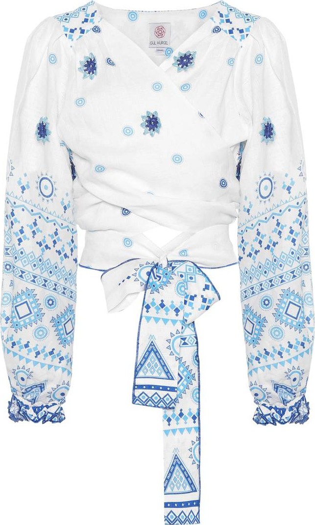 Gül Hürgel Printed linen wrap top
