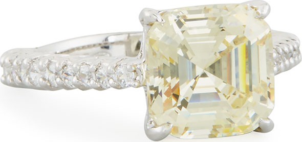 Fantasia by DeSerio Asscher-Cut Canary CZ Ring