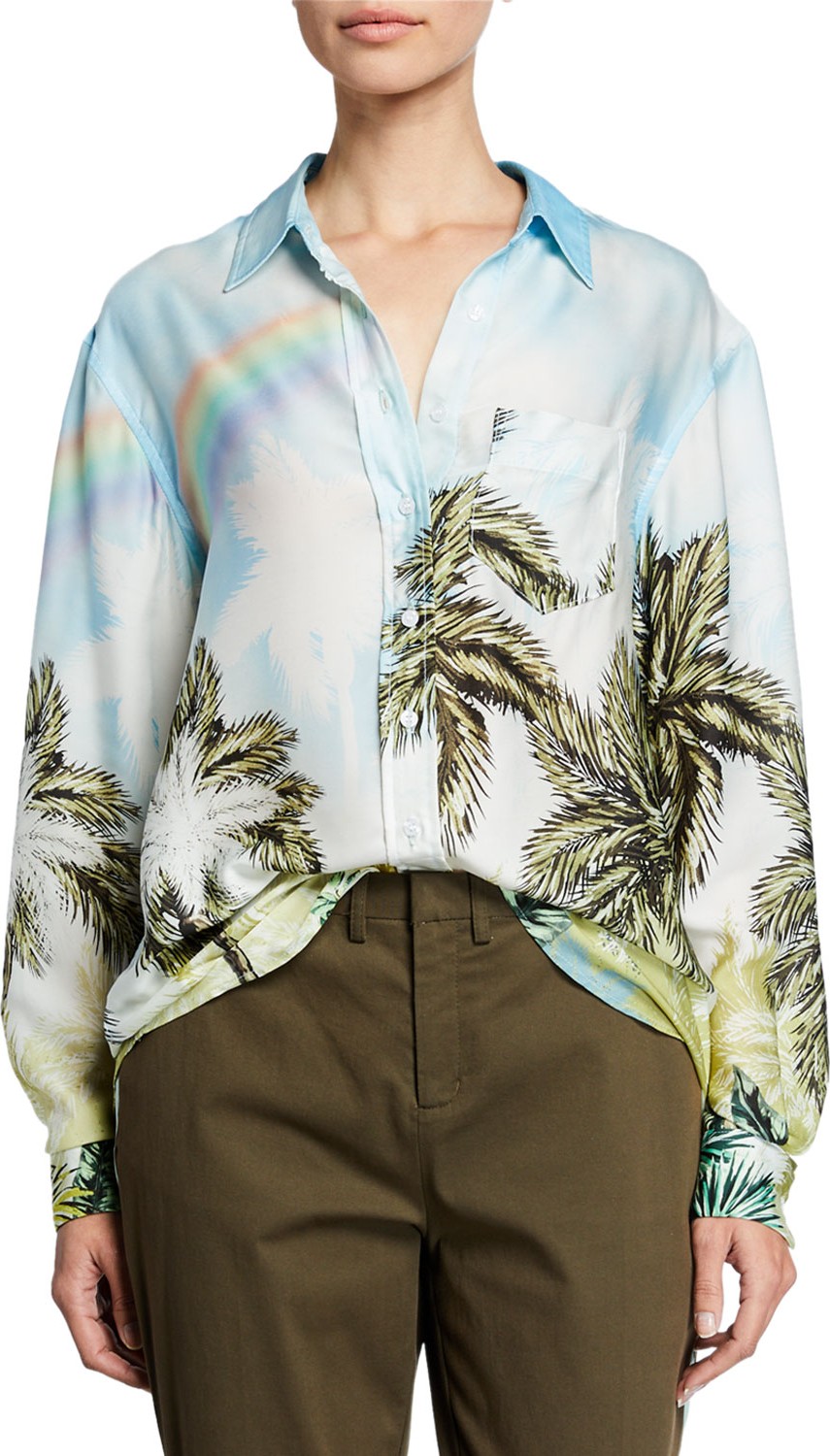 Le Superbe Future Ex Bf Palm Tree Button-Up Shirt