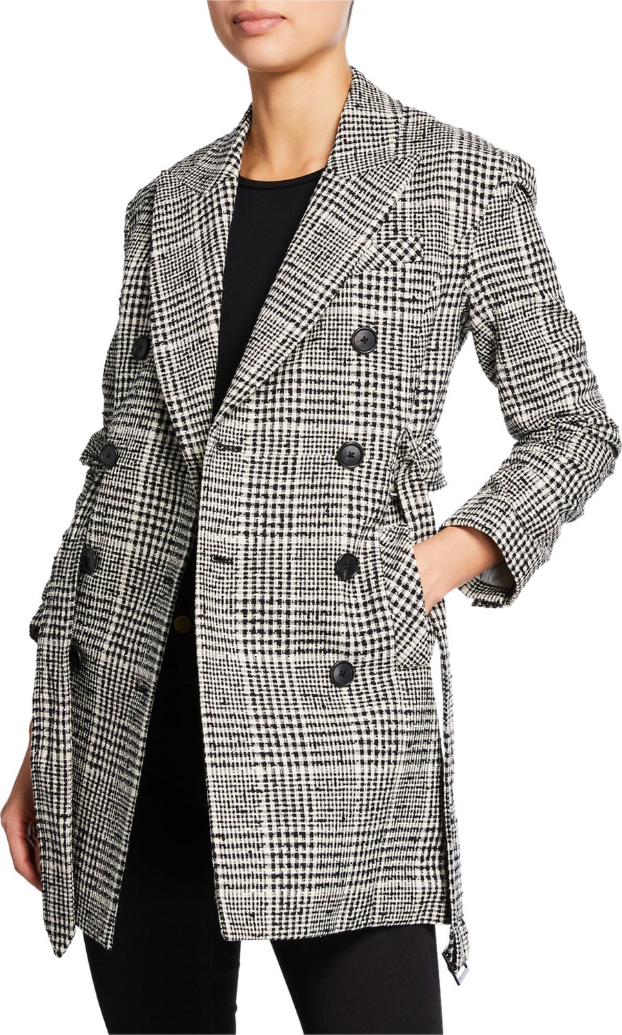 Veronica Beard Augusta Double-Breasted Check Coat