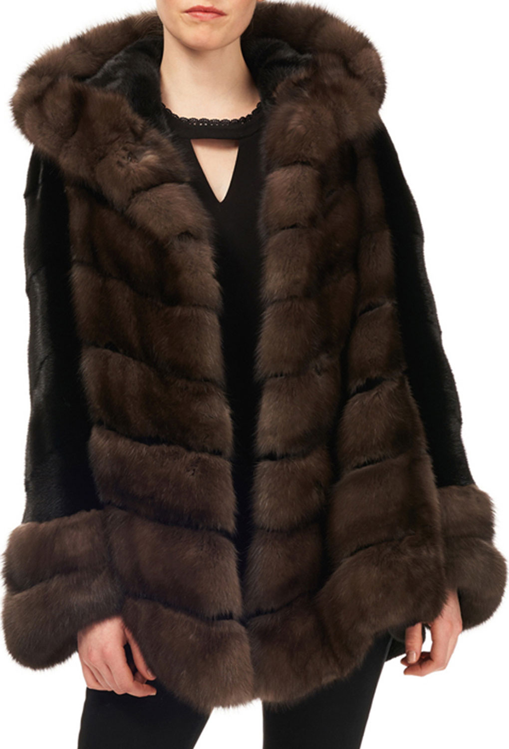Gorski Sable & Mink-Fur Chevron Jacket w/ Belt Gorski Sable & Mink-Fur Chevron Jacket w/ Belt