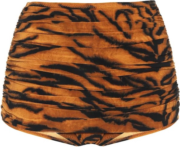 Norma Kamali Exclusive to Mytheresa – Bill tiger-print high-rise bikini bottoms
