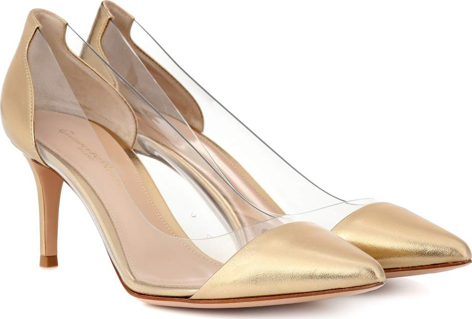 Gianvito Rossi Plexi 70 metallic leather pumps