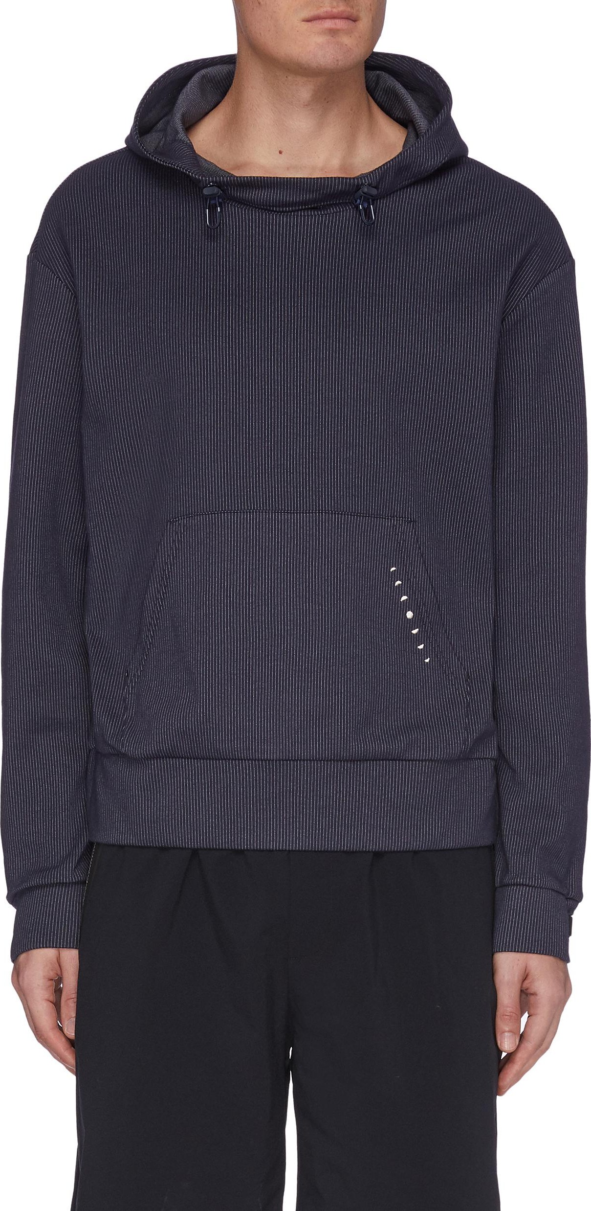 Particle Fever Elastic drawstring pinstripe hoodie