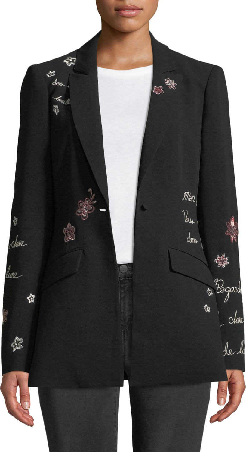 Cinq A Sept Estelle Embroidered One-Button Jacket Cinq A Sept Estelle Embroidered One-Button Jacket