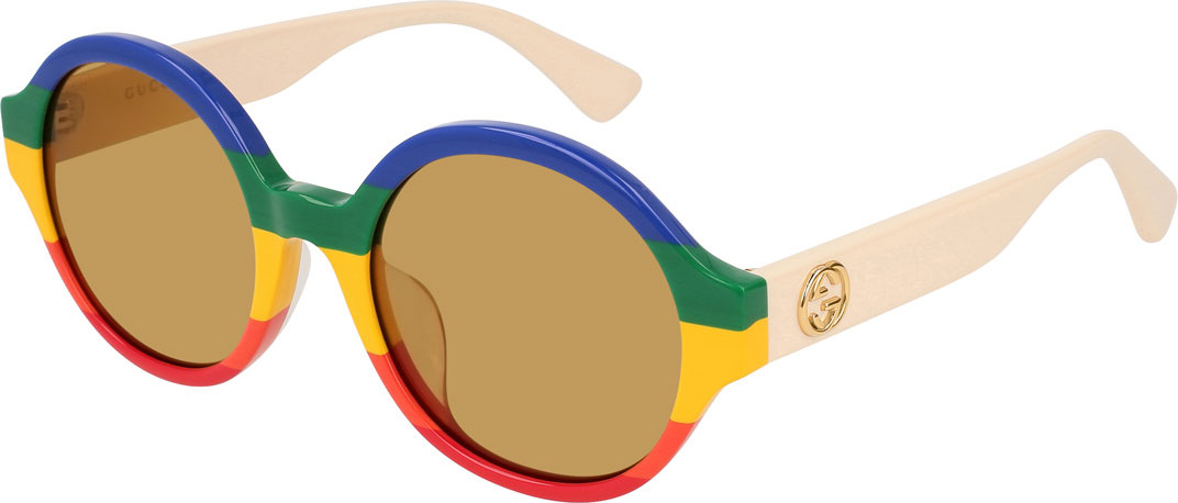 Gucci Rainbow Striped Round Sunglasses