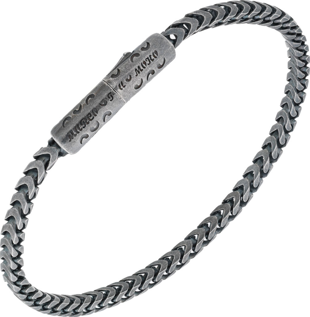 Marco Dal Maso Men's Woven Oxidized Silver Chain Bracelet