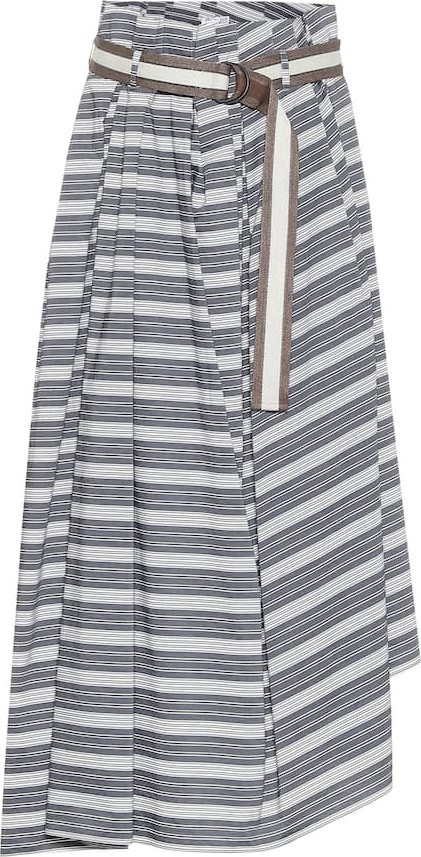 Brunello Cucinelli Striped cotton midi skirt