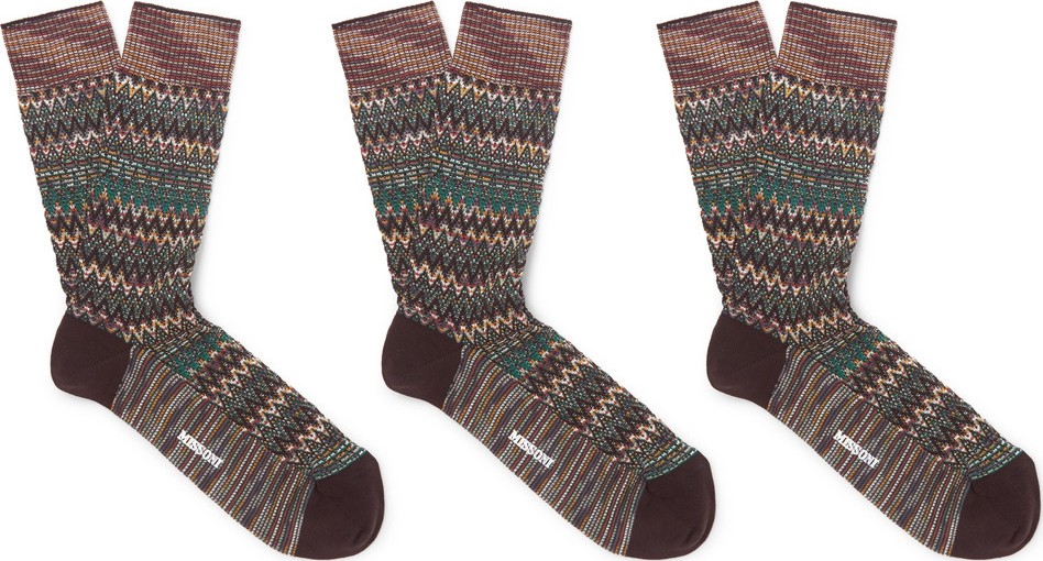 Missoni Three-Pack Cotton-Blend Jacquard Socks