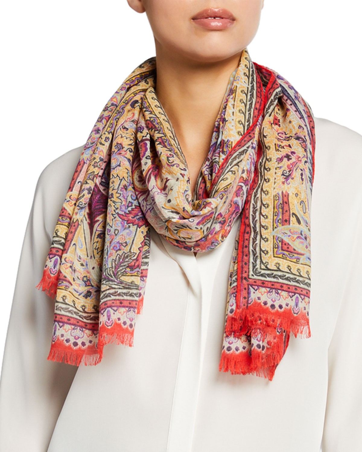 Etro Column Fern Paisley Scarf