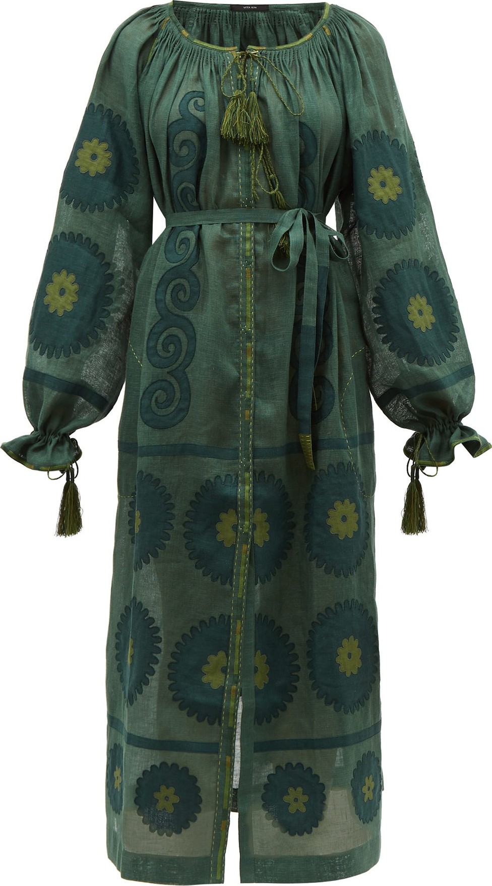 Vita Kin Siam tassel drawstring-sleeve linen dress