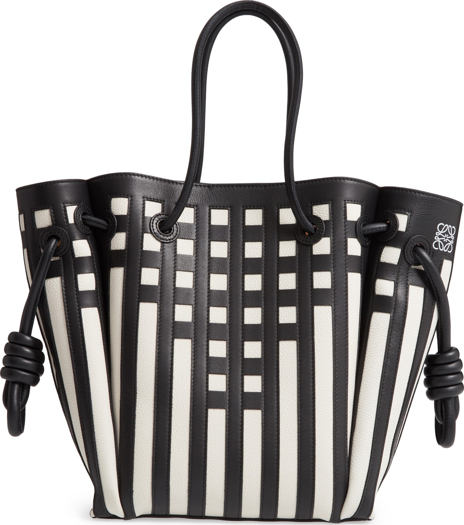 LOEWE Flamenco Knot Grid Calfskin Leather Tote
