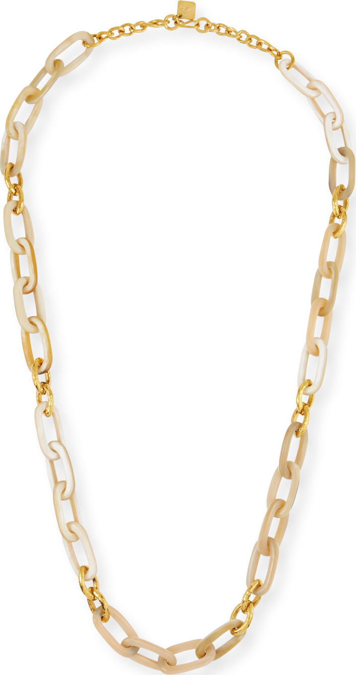 Ashley Pittman Light Horn & Bronze Link Necklace, 40"L