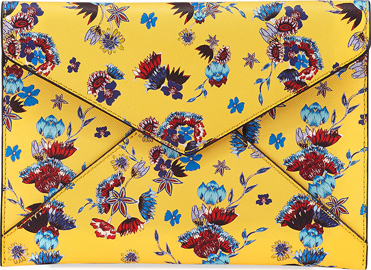 Rebecca Minkoff Leo Saffiano Leather Floral Envelope Clutch Bag