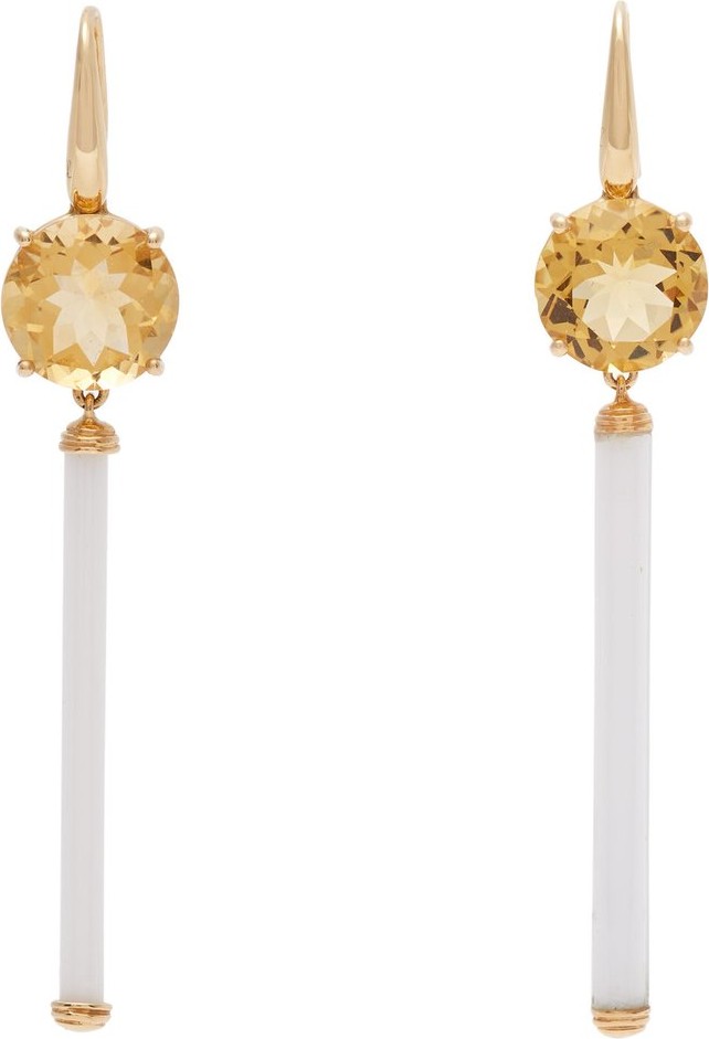 Francesca Villa Citrine, Venetian bugle & gold drop earrings
