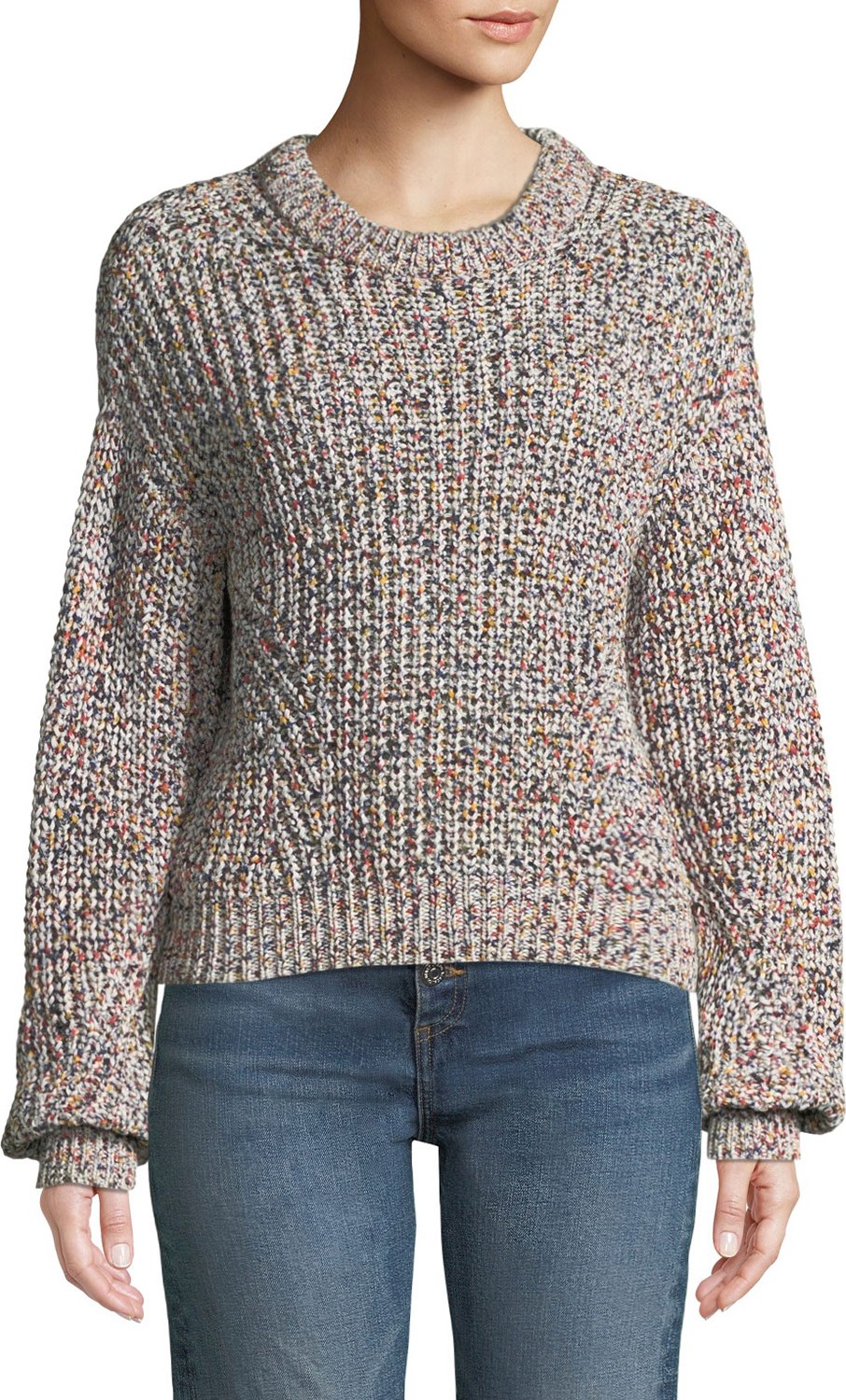 Veronica Beard Ryce Cotton Crewneck Pullover Sweater