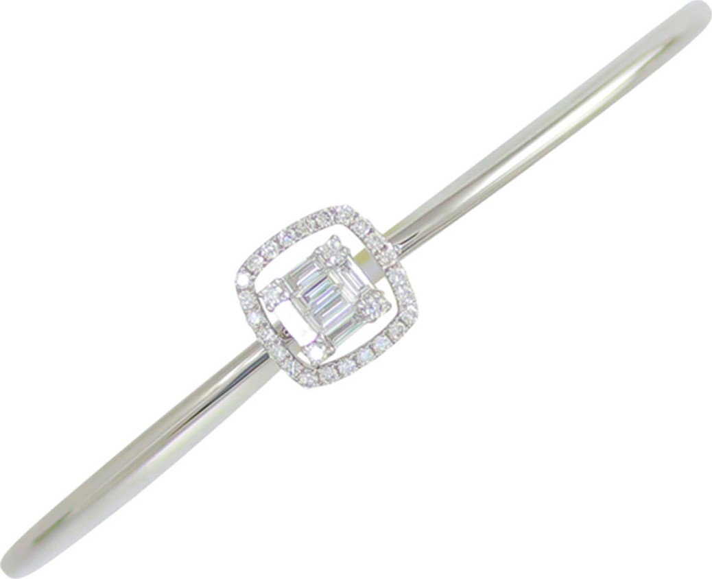 Frederic Sage 18k White Gold Diamond Cushion Bangle