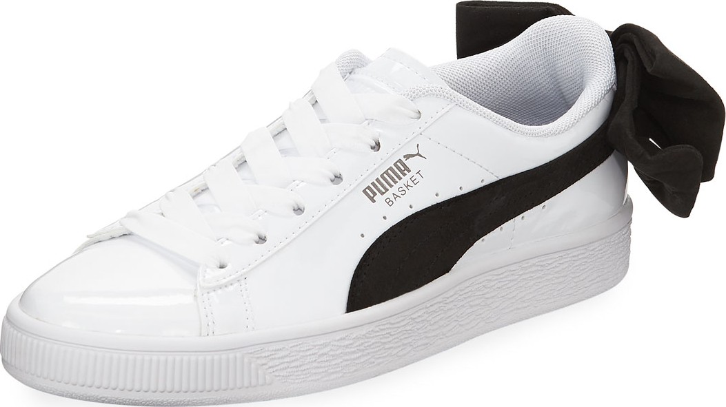 PUMA Basket Bow Two-Tone Leather Sneakers